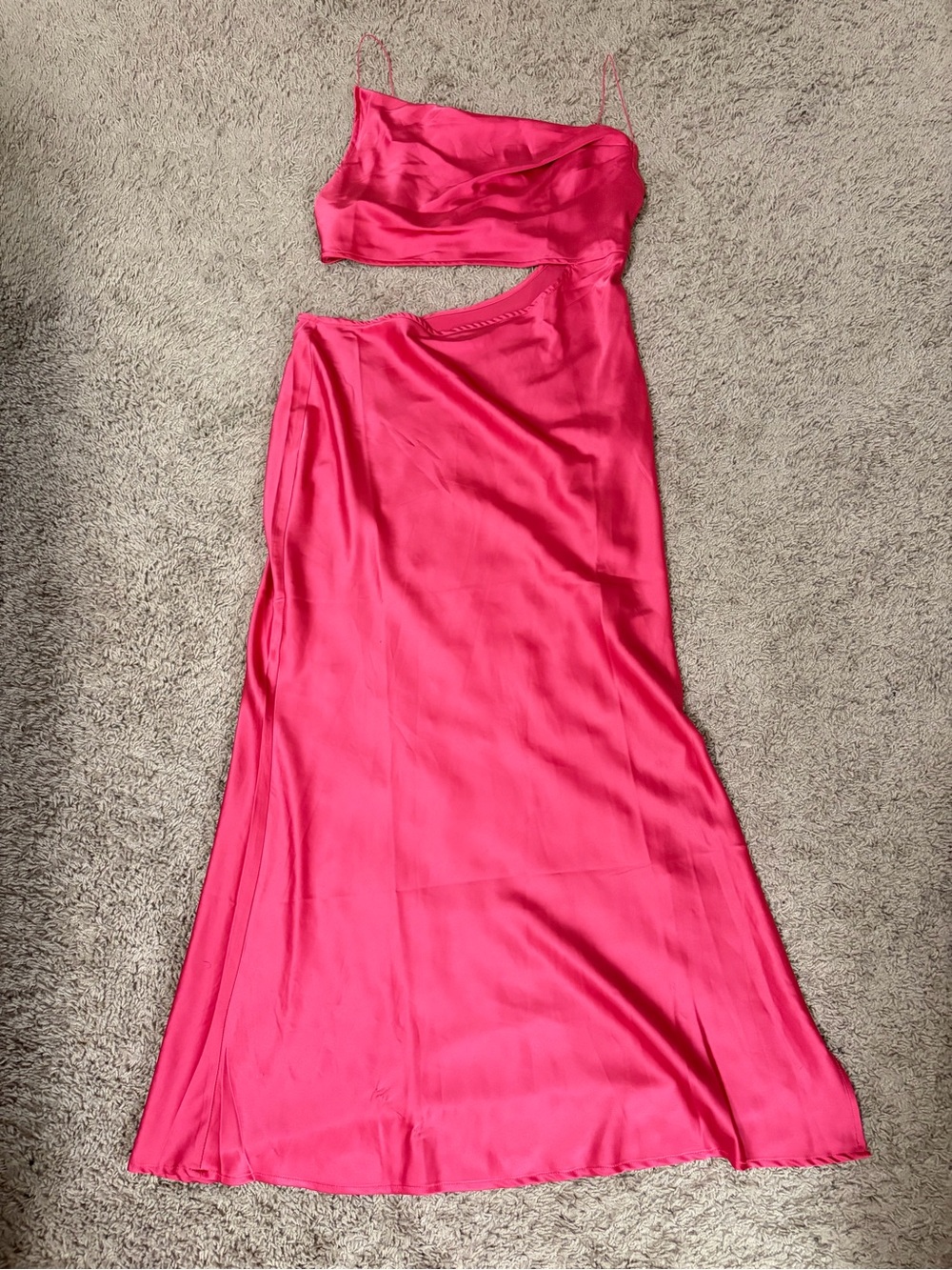 Women’s Fuchsia Satin Cutout Maxi Dress